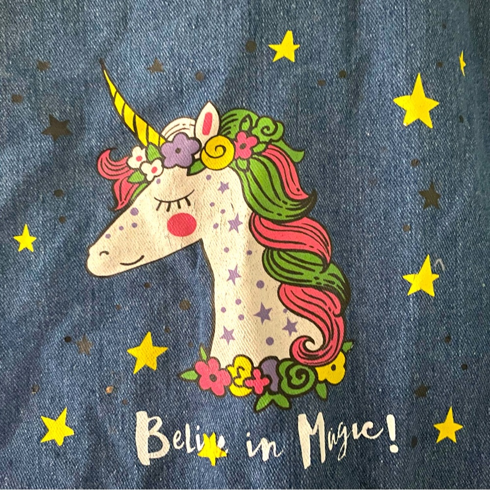 Girls Jean jacket with unicorn printed on the back